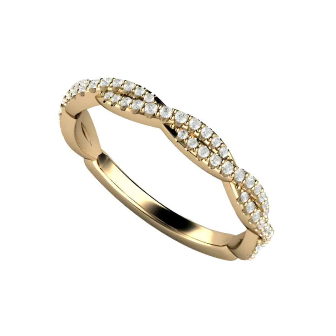 Pave Diamond Wedding Ring Infinity Style Twisted Double Band, Rare Earth Jewelry
