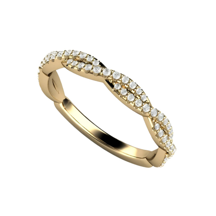 Pave Diamond Wedding Ring Infinity Style Twisted Double Band, Rare Earth Jewelry