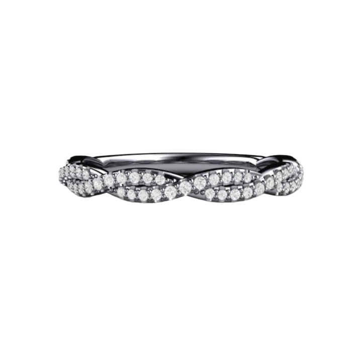 Pave Diamond Wedding Ring Infinity Style Twisted Double Band, Rare Earth Jewelry