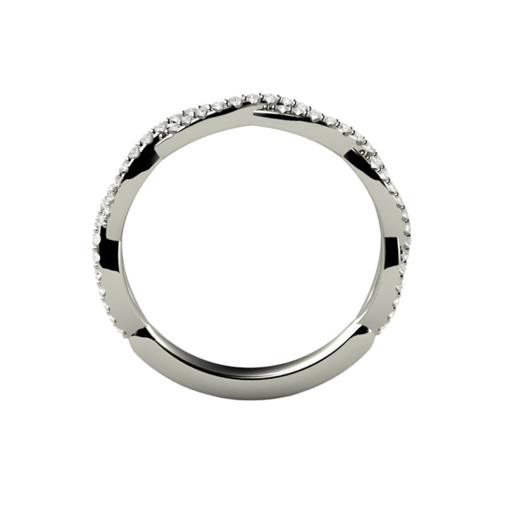 Pave Diamond Wedding Ring Infinity Style Twisted Double Band, Rare Earth Jewelry