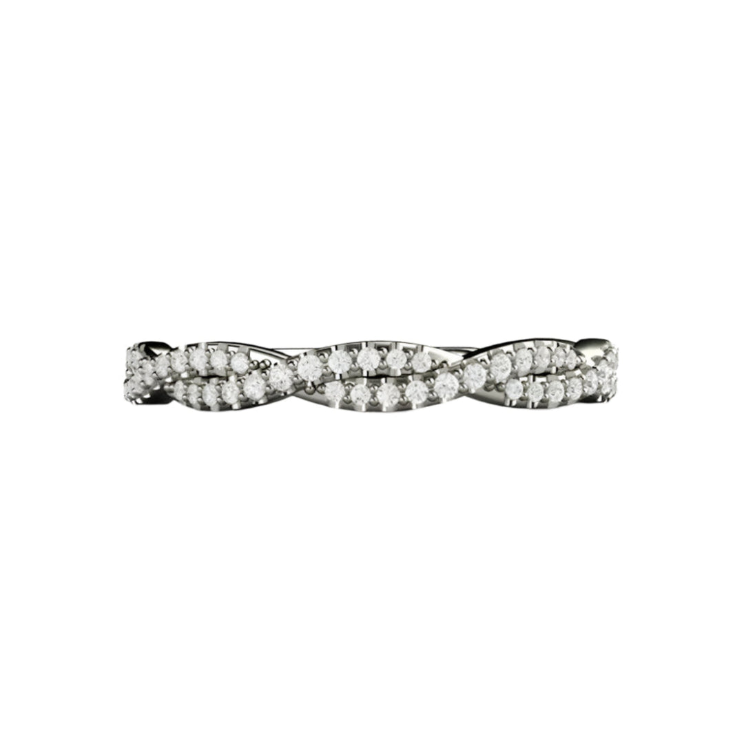 Pave Diamond Wedding Ring Infinity Style Twisted Double Band, Rare Earth Jewelry