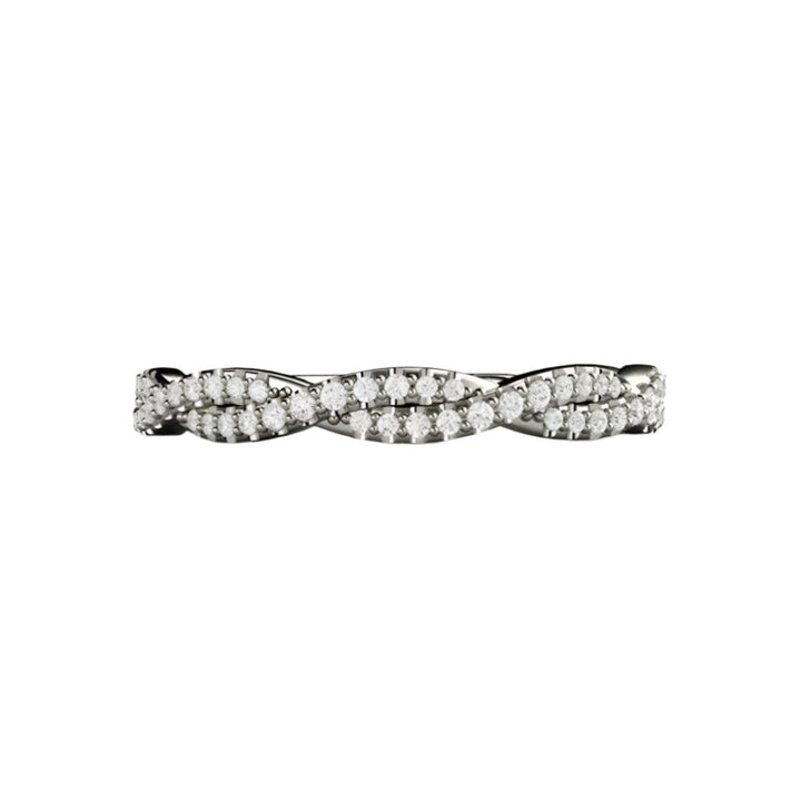 Pave Diamond Wedding Ring Infinity Style Twisted Double Band, Rare Earth Jewelry