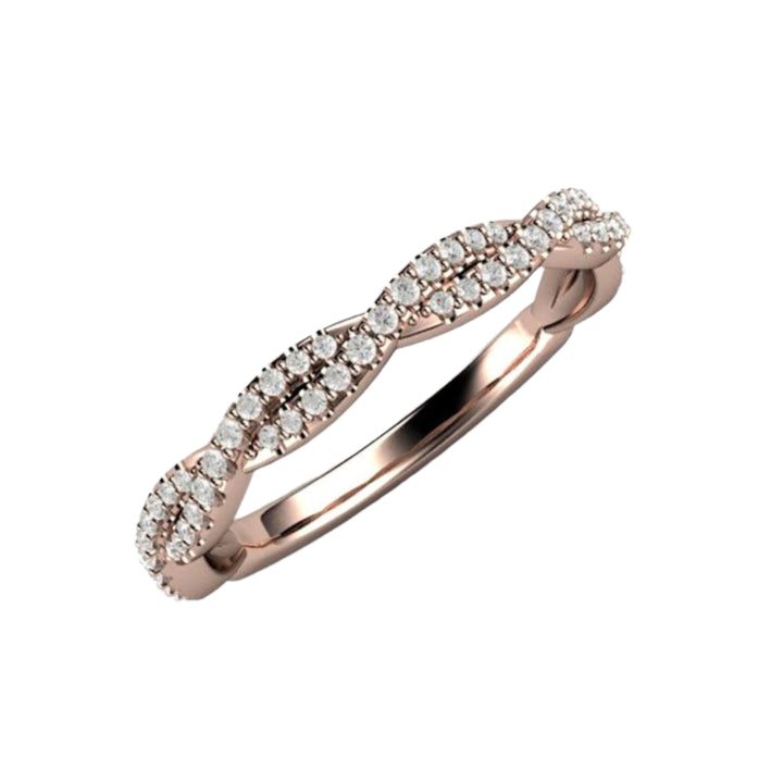 Pave Diamond Wedding Ring Infinity Style Twisted Double Band, Rare Earth Jewelry