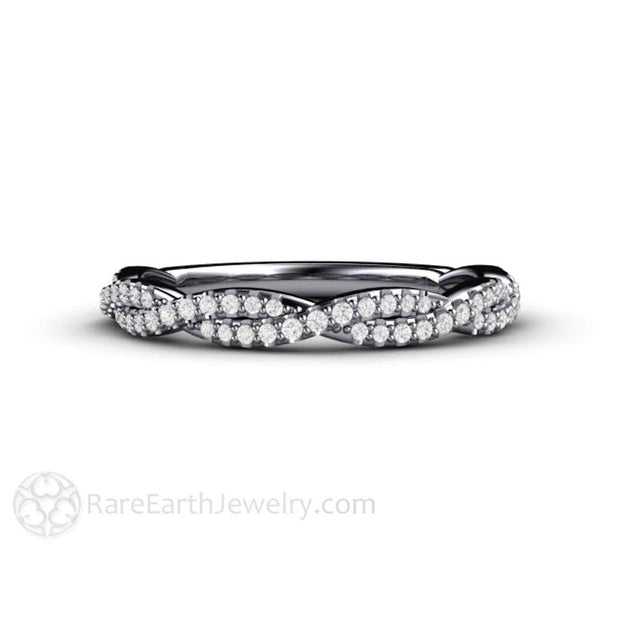 Pave Diamond Infinity Wedding Ring or Anniversary Band Platinum - Rare Earth Jewelry