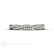 Pave Diamond Infinity Wedding Ring or Anniversary Band 18K White Gold - Rare Earth Jewelry