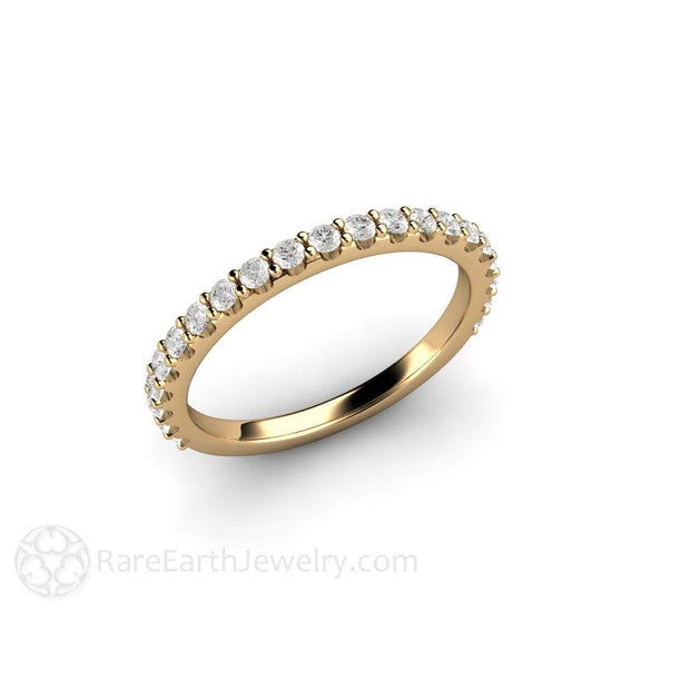 Pave Diamond Wedding Ring or Anniversary Band - 14K Yellow Gold - April - Band - Diamond - Rare Earth Jewelry
