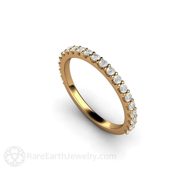 Pave Diamond Wedding Ring or Anniversary Band 18K Yellow Gold - Rare Earth Jewelry