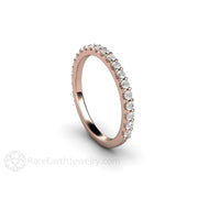 Pave Diamond Wedding Ring or Anniversary Band 18K Rose Gold - Rare Earth Jewelry