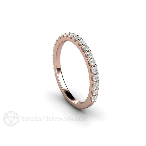 Pave Diamond Wedding Ring or Anniversary Band 18K Rose Gold - Rare Earth Jewelry