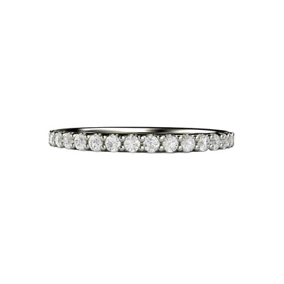 A classic diamond wedding band with pave set natural diamonds in gold or platinum from Rare Earth Jewelry.