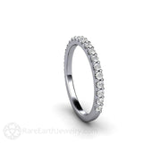 Pave Diamond Wedding Ring or Anniversary Band Platinum - Rare Earth Jewelry