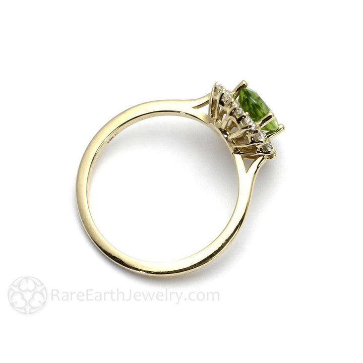 Peridot Ring Oval Cluster Halo with Diamonds August Birthstone - Rare Earth Jewelry