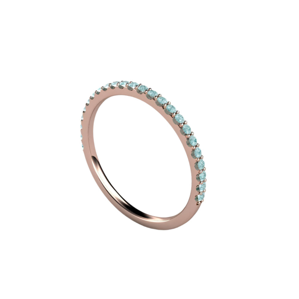 Petite Light Blue Diamond Ring Wedding Band or Anniversary Band, Rare Earth Jewelry