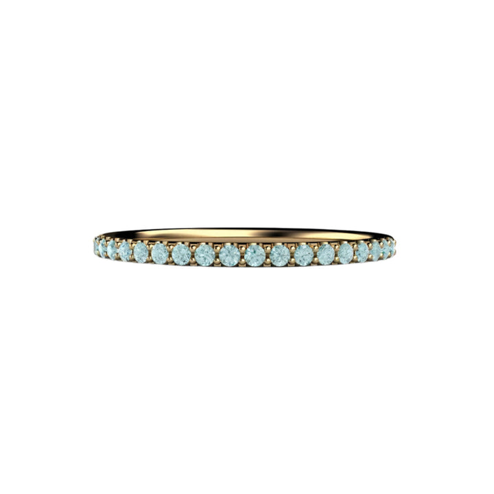 Petite Blue Diamond Band, Light Blue Wedding Ring, Pave Diamond Anniversary Band in 14K or 18K Gold | Rare Earth Jewelry