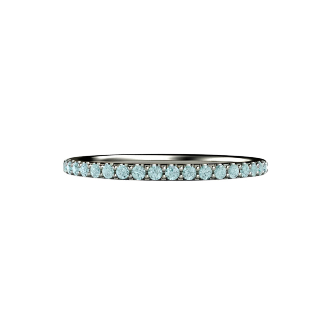 Petite Light Blue Diamond Ring Wedding Band or Anniversary Band, Rare Earth Jewelry