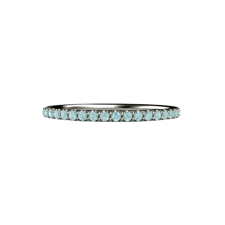 Petite Light Blue Diamond Ring Wedding Band or Anniversary Band, Rare Earth Jewelry