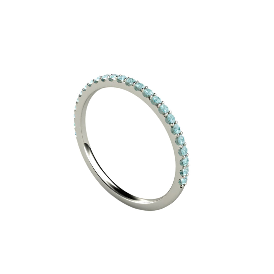 Petite Light Blue Diamond Ring Wedding Band or Anniversary Band, Rare Earth Jewelry