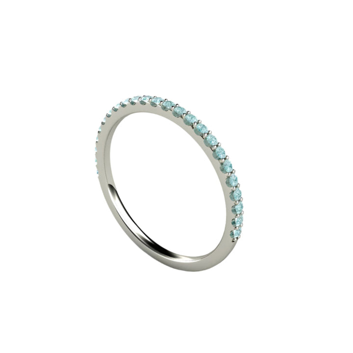 Petite Light Blue Diamond Ring Wedding Band or Anniversary Band, Rare Earth Jewelry