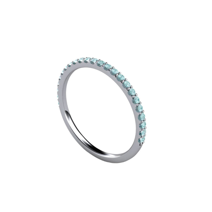 Petite Light Blue Diamond Band in Platinum, Pave Diamond Wedding Band or Anniversary Band | Rare Earth Jewelry
