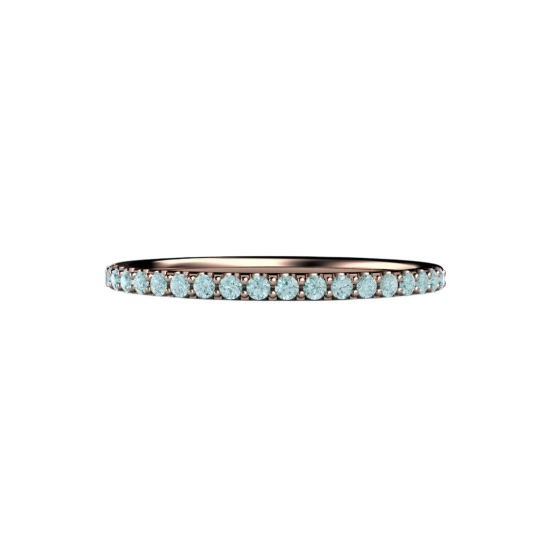 Petite Blue Diamond Band, Light Blue Wedding Ring or Anniversary Band 14K or 18K Gold or Platinum | Rare Earth Jewelry