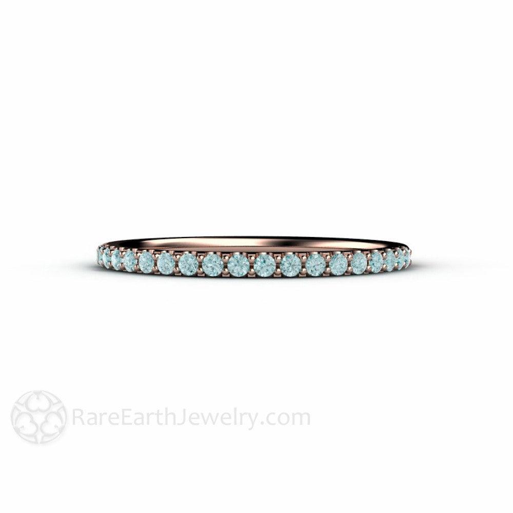 Petite Light Blue Diamond Ring Wedding Band or Anniversary Band - Rare Earth Jewelry