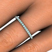 Petite Light Blue Diamond Ring Wedding Band or Anniversary Band 18K Rose Gold - Rare Earth Jewelry