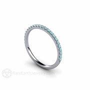 Petite Light Blue Diamond Ring Wedding Band or Anniversary Band Platinum - Rare Earth Jewelry