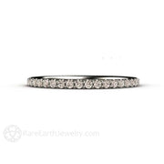 Petite Light Brown Diamond Wedding Ring or Anniversary Band 14K White Gold - Rare Earth Jewelry