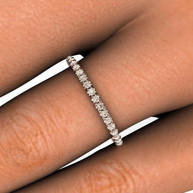 Petite Light Brown Diamond Wedding Ring or Anniversary Band 14K Rose Gold - Rare Earth Jewelry