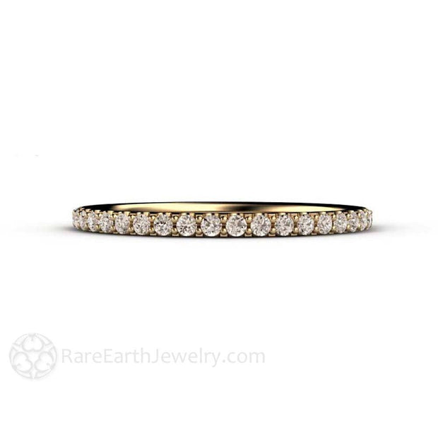 Petite Light Brown Diamond Wedding Ring or Anniversary Band 14K Yellow Gold - Rare Earth Jewelry