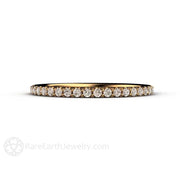 Petite Light Brown Diamond Wedding Ring or Anniversary Band 18K Yellow Gold - Rare Earth Jewelry