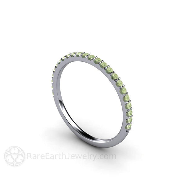 Petite Pastel Green Diamond Ring Wedding Band or Anniversary Band Platinum - Rare Earth Jewelry