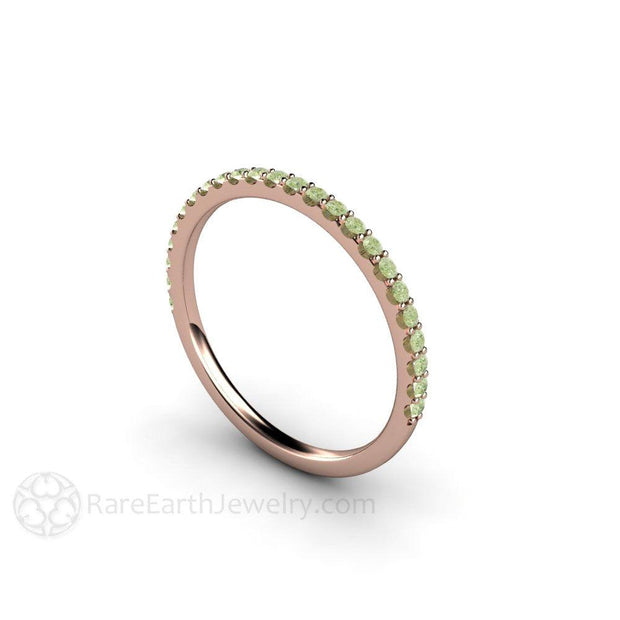 Petite Pastel Green Diamond Ring Wedding Band or Anniversary Band 18K Rose Gold - Rare Earth Jewelry