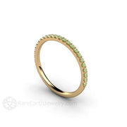 Petite Pastel Green Diamond Ring Wedding Band or Anniversary Band 18K Yellow Gold - Rare Earth Jewelry