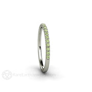 Petite Pastel Green Diamond Ring Wedding Band or Anniversary Band 14K White Gold - Rare Earth Jewelry