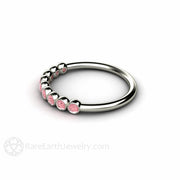 Pink Bubbles Bezel Set Diamond Wedding Ring Anniversary Band 14K White Gold - Rare Earth Jewelry