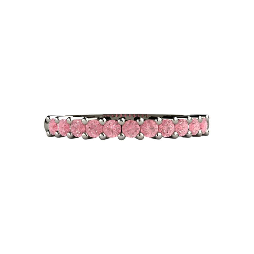 Pink Diamond Band, Wedding Ring or Anniversary Band, Stackable Pink Stone Ring, 14K 18K Gold or Platinum | Rare Earth Jewelry
