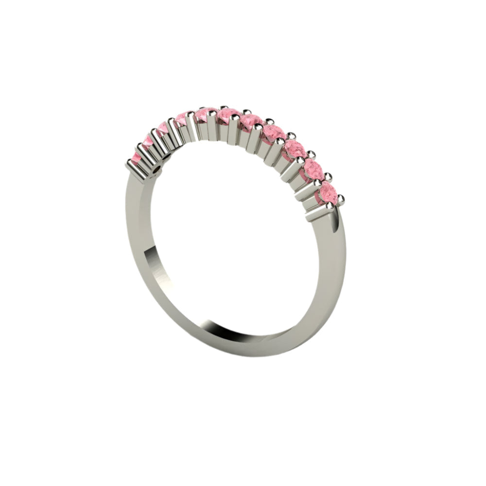 Pink Diamond Band, Wedding Ring or Anniversary Band, Stackable Pink Stone Ring | Rare Earth Jewelry