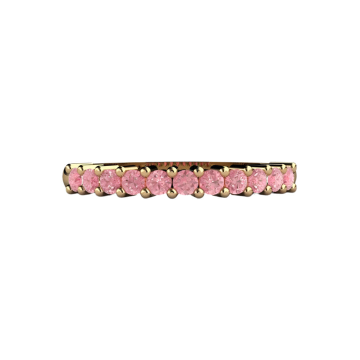 Pink Diamond Band in Yellow Gold, Unique Diamond Wedding Ring or Anniversary Band, Stacking Pink Stone Ring | Rare Earth Jewelry
