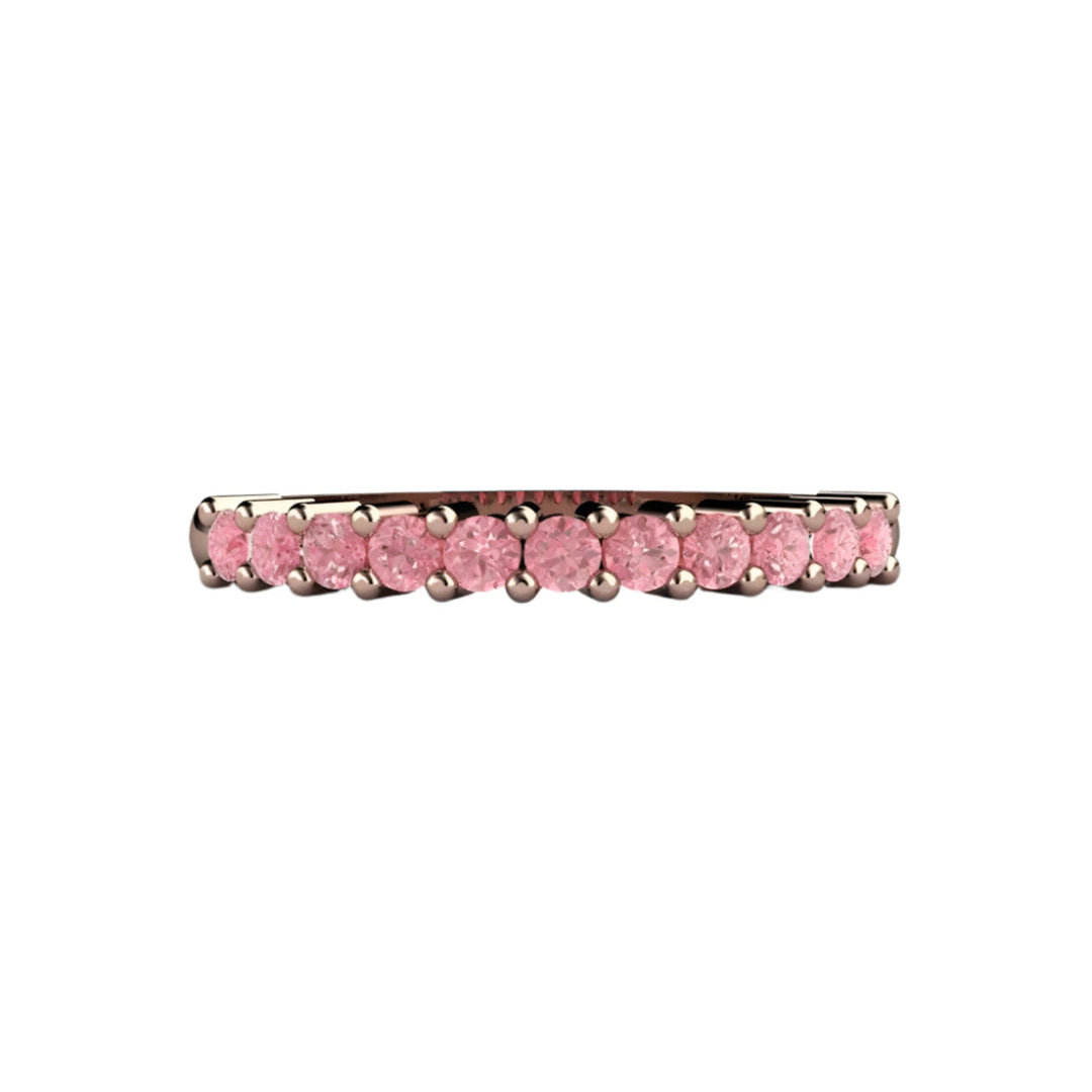 Natural Pink Diamond Band in Rose Gold, Wedding Ring or Anniversary Band, Pink Stone Stacking Ring | Rare Earth Jewelry