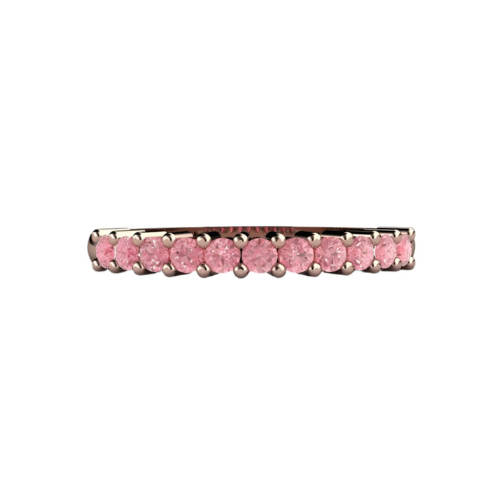 Natural Pink Diamond Band in Rose Gold, Wedding Ring or Anniversary Band, Pink Stone Stacking Ring | Rare Earth Jewelry