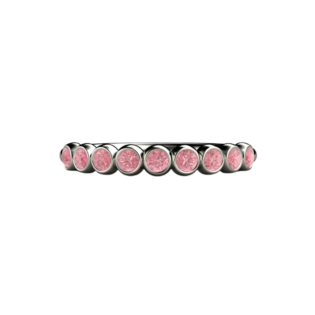 Pink Diamond Wedding Band, Stackable Bezel Set Ring, 14K or 18K Gold Bubble Band | Rare Earth Jewelry