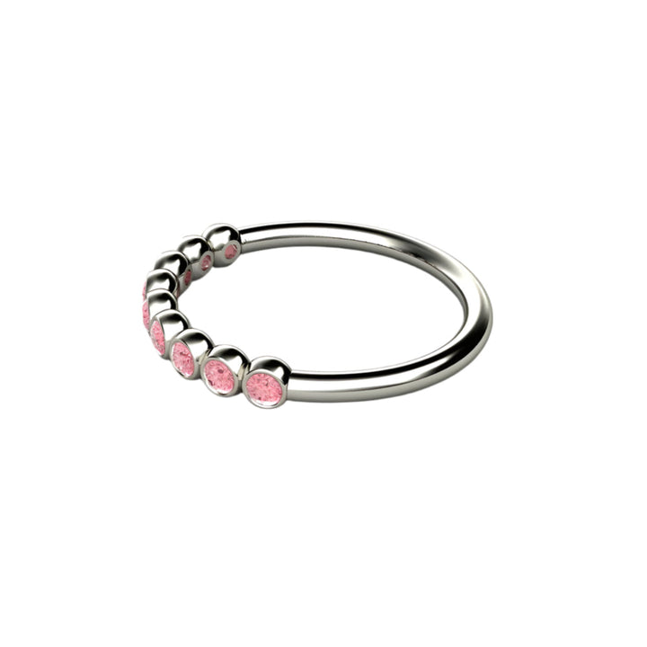 Pink Diamond Wedding Band, Stackable Bezel Set Ring, Side View | Rare Earth Jewelry