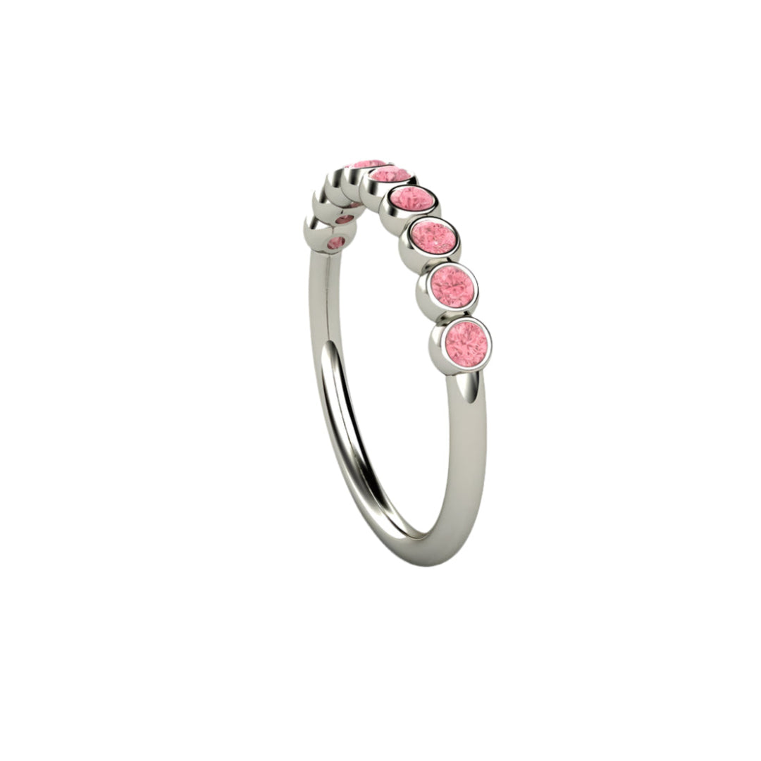 Natural Pink Diamond Bezel Set Band, Bubble Style Stacking Ring, Gold or Platinum | Rare Earth Jewelry