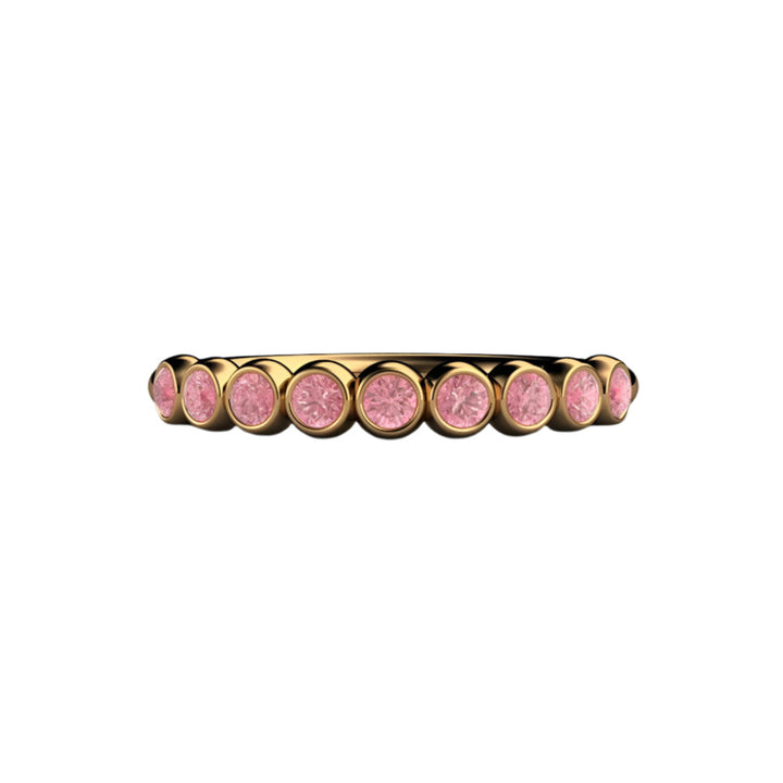 Pink Diamond Wedding Ring, Stackable Bezel Set Band, 14K or 18K Gold Bubble Band | Rare Earth Jewelry