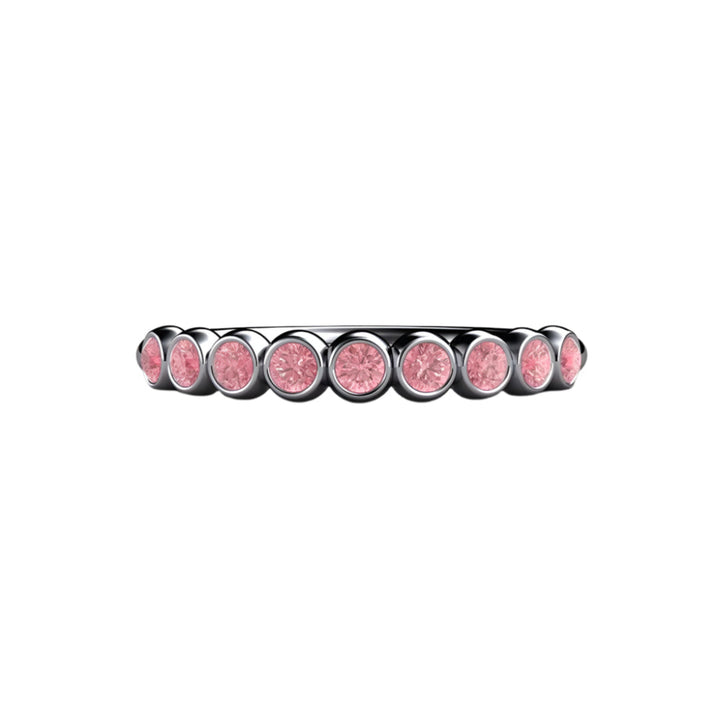 Pink Bubbles Bezel Set Diamond Wedding Ring or Anniversary Band in Platinum | Rare Earth Jewelry