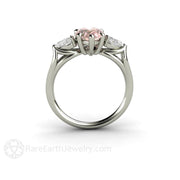 Pink Moissanite Engagement Ring Pear Cut 3 Stone 14K White Gold - Rare Earth Jewelry