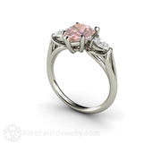 Pink Moissanite Engagement Ring Pear Cut 3 Stone 14K White Gold - Rare Earth Jewelry