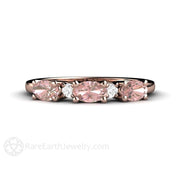 Pink Tourmaline Ring Anniversary Band with Diamonds 14K Rose Gold - Rare Earth Jewelry
