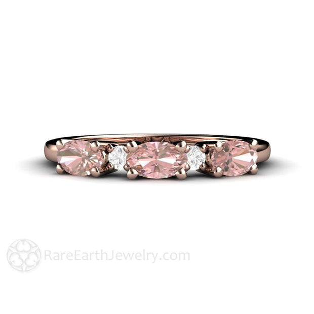 Pink Tourmaline Ring Anniversary Band with Diamonds 14K Rose Gold - Rare Earth Jewelry